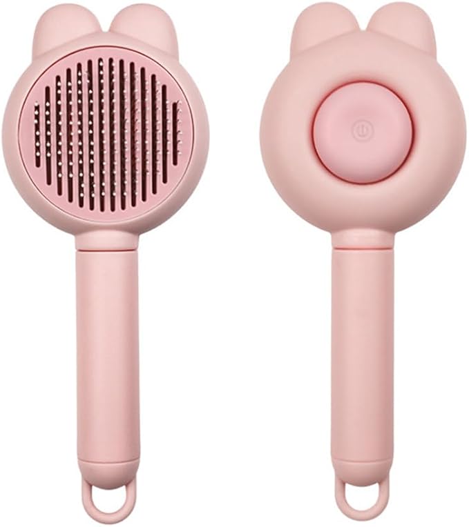 Cat Brush for Short or Long Haired Cats Dogs Rabbits, Cute Dog Brush with Release Button for Massage and Removes Loose Fur