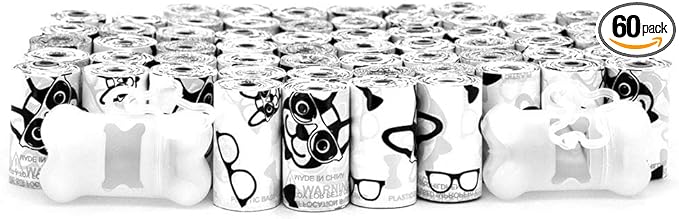 Best Pet Supplies Dog Poop Bags (900 Bags) for Waste Refuse Cleanup, Doggy Roll Replacements for Outdoor Puppy Walking and Travel, Leak Proof and Tear Resistant, Thick Plastic - White