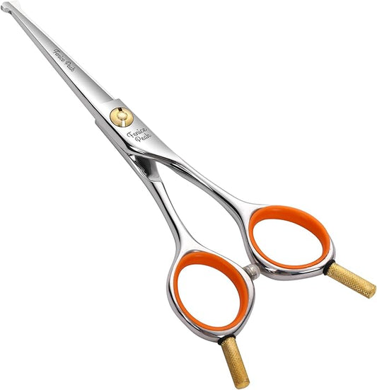 Fenice Peak 5'' Small Straight Scissors Lightweight Dog and Cat Grooming Scissors with Safety Round Tip JP440C Stainless Steel Sharp Blades for Body Facial Nose Ear and Paw Hair Easy Use