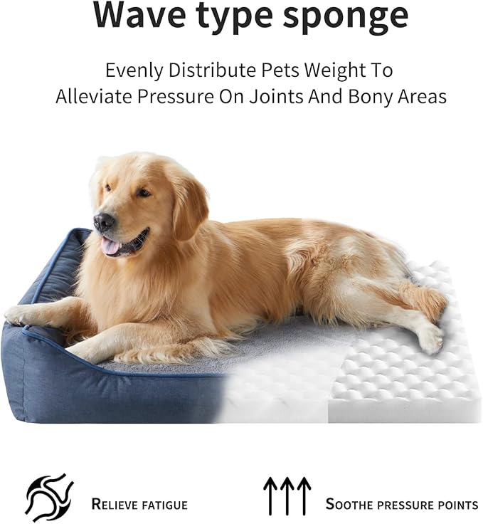 Orthopedic Dog Beds for Medium Dogs, Durable Egg Crate Foam Sofa Dog Bed wit Washable Removable Cover,Waterproof Lining,Pet Bed for Large Dogs (Mustard Yellow, 39.4" L x 31.5" W x 7.4" Th)