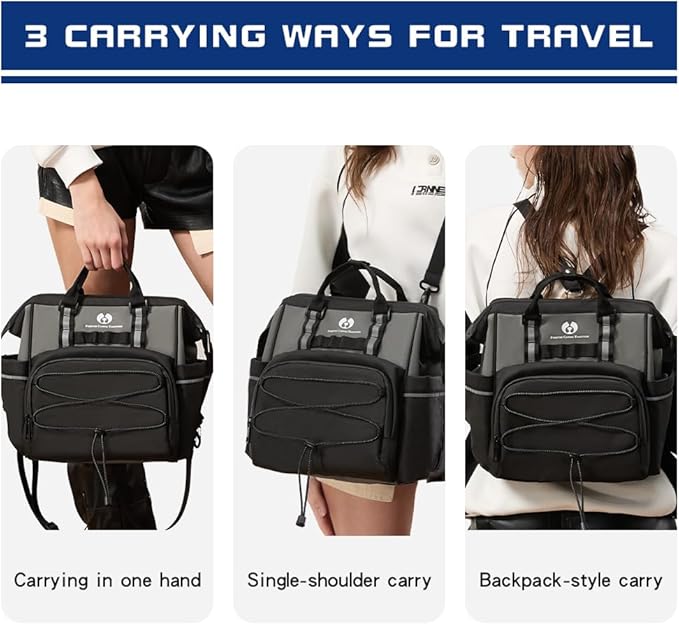 Dog Travel Bag, Airline Approved Pet Supplies Backpack, Dog Travel Backpack Accessories Set with 2 Silicone Collapsible Bowls and 1 Leash Clip for Camping, Road Trips & Weekends Away（Black）