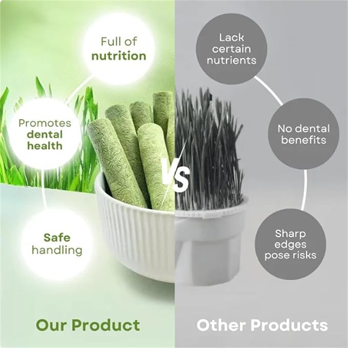 Primeco Cat Grass Teething Stick, Natural Grass Molar Rod Made of Chicken & Cat Grass, 6 PCS Per Bag for Cat Indoor Teeth Cleaning, Hairball Removal, Dental Care, Increase Appetite (6 pcs)
