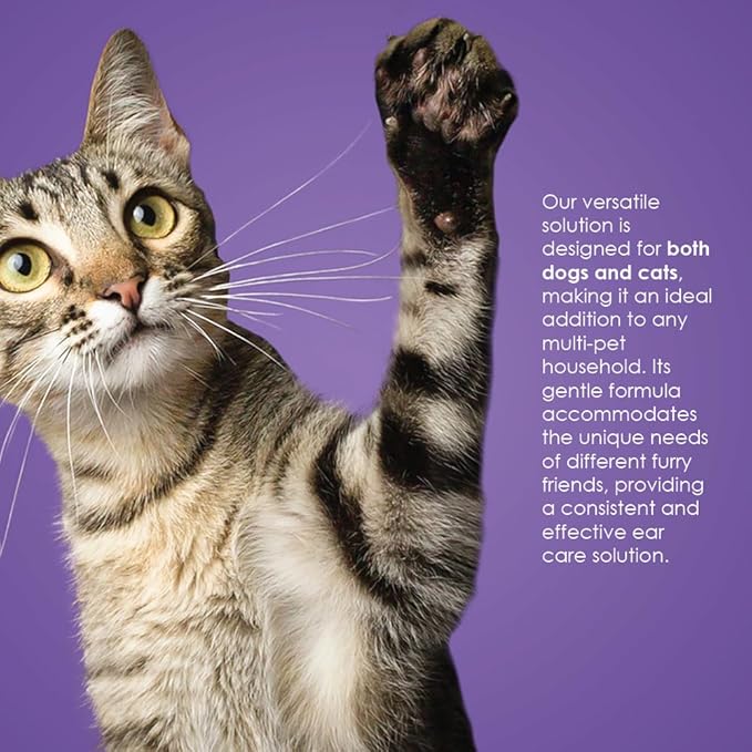 Ear Cleansing Solution with Aloe Vera for Dogs & Cats, Anti-Irritant Formula with Neutral pH and Aloe Vera, Deodorize & Gently Clean - 8 fl oz