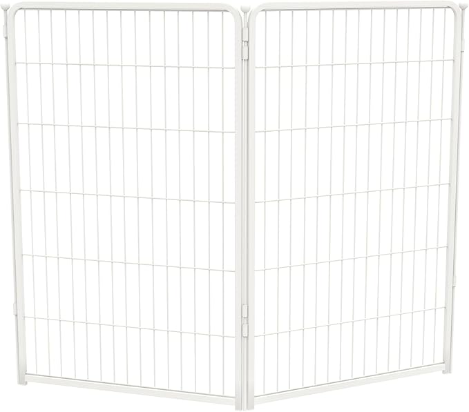 FXW Homeplus Unleashed Indoor Dog Playpen - Stress-Free and Safe Play, Heavy Duty 45 Inch 2 Wire Panels Dog Pen for Large Dogs, White│Patented