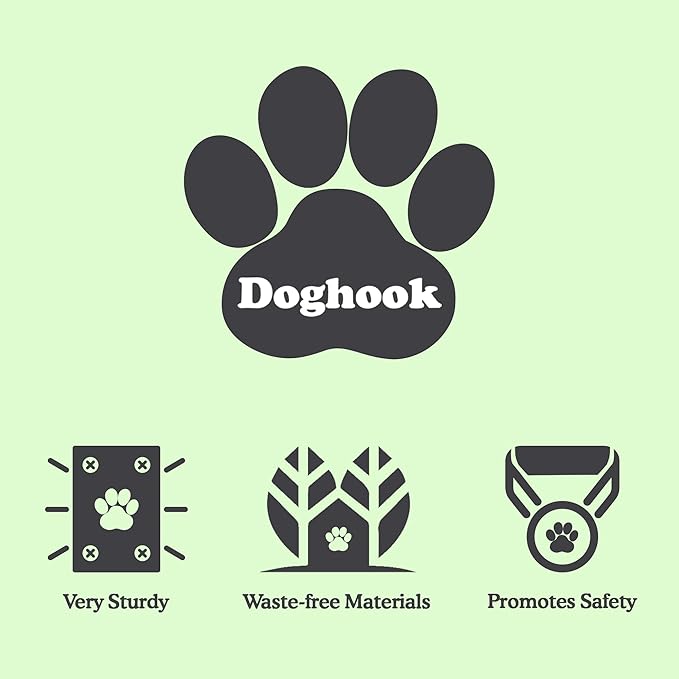 Canine Hitch- Secure Dog Leash Parking Wall Slim Hook with Clip 6 Pack - Tie Out Stainless Steel & ABS Mounting Plate for Strength - Practical Lead Management for Home & Business