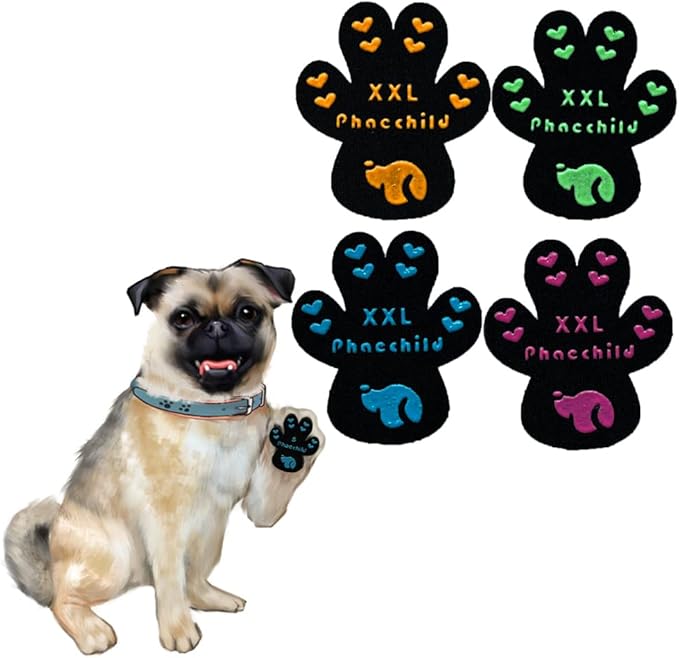 Dog Paw Pads Anti-Slip Grips,Dog Paw Protectors for Senior Dogs on Hot Pavement,Provides Traction to Keep Them from Slipping on Smooth Floors 20 sets-80 Pads Multicolor XXL