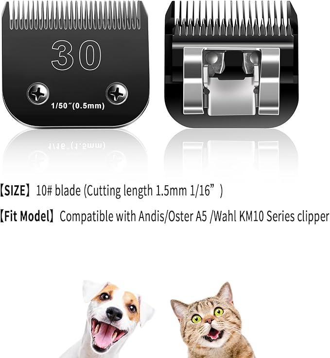 30 Blades Dog Grooming Blades Compatible with Andis/Oster A5/Wahl KM-10 Series Dog Clippers,Detachable Clipper Replacement Blade,Black,(30#/3PC)