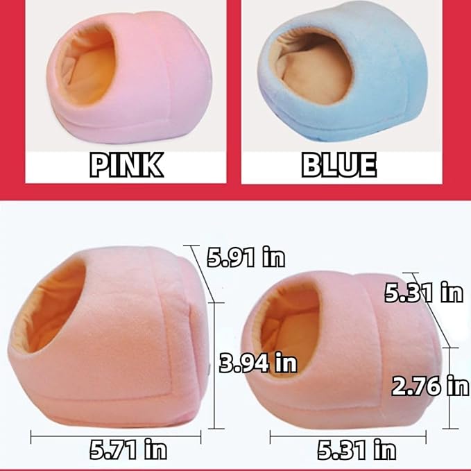 Rat Hamster House Bed Winter Warm Small Pet Squirrel Hedgehog Chinchilla Rabbit Guinea Pig Bed House Cage Nest Hamster Accessories (Blue,Large)