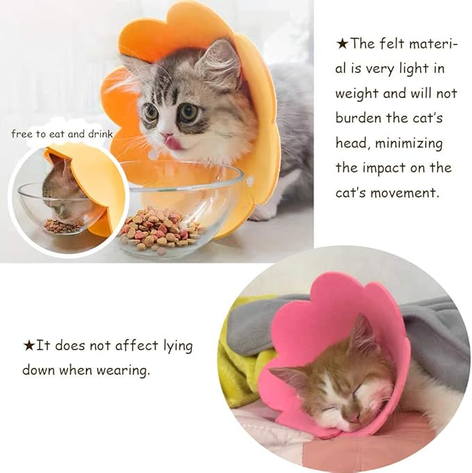 Cute Flower Recovery Collar - Adjustable M Size (2pcs), After Surgery Elizabethan Collar for Kittens, Cats, Puppies & Rabbits