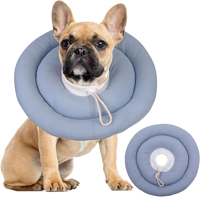 IDOMIK Dog Recovery Collar, Waterproof Soft Dog Cone After Surgery, Comfy Protective Elizabethan Collar Alternative for Dogs Cats, Adjustable Pet Neck Donut Cone Anti-Licking Biting Wounds,Blue,XL