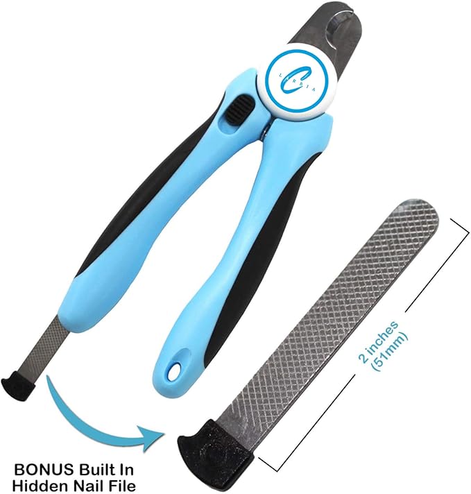 Pet Nail Clippers, Stainless Steel, Ergonomic Non Slip Design, Safe Home Pet Grooming for Cats and Dogs (Blue)
