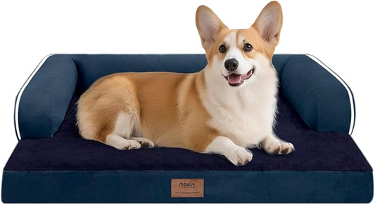 Dog Bed Medium Size Dog-Orthopedic Waterproof Bed for Dogs,Foam Couch Sofa with Washable Removable Cover & Non-Slip Bottom-Navy Blue