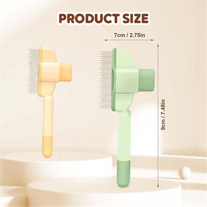 Avatore Zenbrush Cat Comb, 2025 Upgraded Cat Brush with Release Button, Flea Comb for Cats, Click Self Cleaning Pet Hair Removal Combs (Green*2)