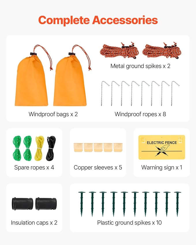 VEVOR Electric Fence Netting, 50" H x 164' L, Livestock Net Fencing with Posts & Stakes, Portable Mesh Nets for Goats, Sheep, Deer, Hogs, Dogs, Electric Fencing for Backyards, Gardens, Farms, Ranches