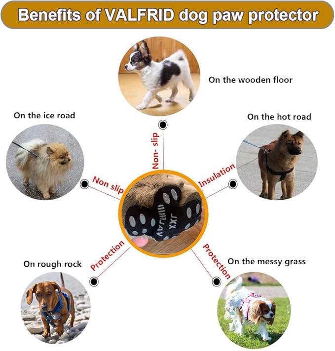 Dog Paw Pads Anti-Slip Paw Protector,15 Sets-60 Pads Keeps Dogs from Slipping On Hardwood Floors,Dog Shoes for Hot Pavement, for Senior Dogs and Weak Paws Multicolor XXL