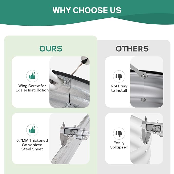 Galvanized Raised Garden Bed - 4×2×1ft (2 Packs) Planter Raised Beds for Gardening | Oval Metal Garden Planter Box with Safety Edging and Gloves for Vegetables Fruits and Flower - Silver