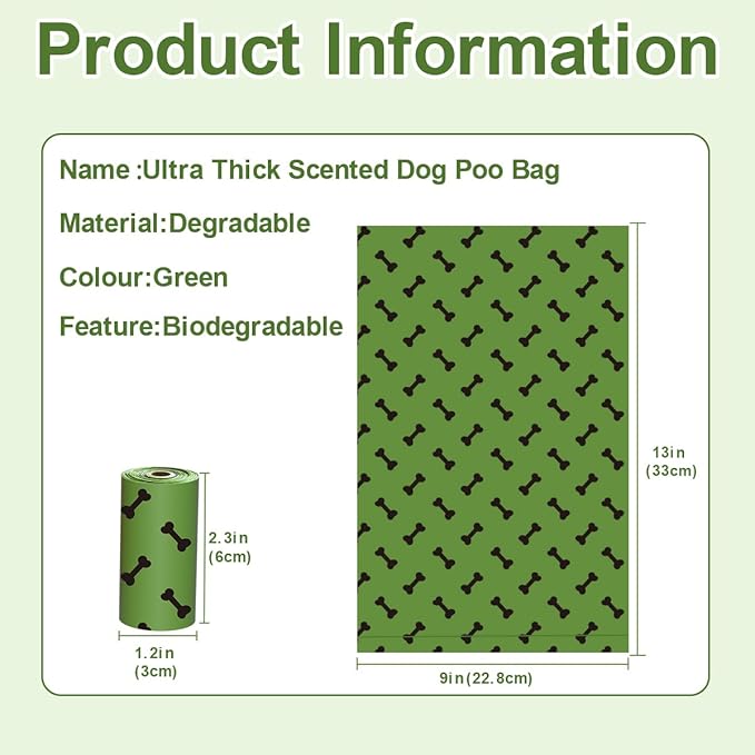 Green Dog Poo Bags Lavender scent - 270 Large Biodegradable Poop Bags, Extra Thicken Strong Corn Starch Blended Compostable Leak Proof Poop Waste Bag for Dogs