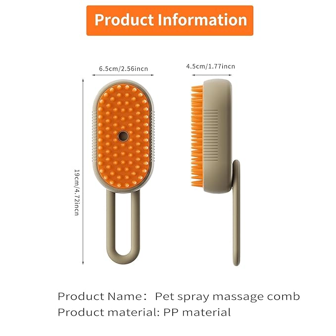 Cloud Care Cat Brush，Cat Hair Steam Brush for Shedding， 2024 Best Cat Steam Brush, Pet Steam Brush, 3-in-1 Self-Cleaning Cat Brush with 360° Rotating Arm, Detachable Silicone Bristle Head (Brown)
