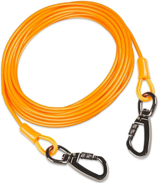Dog tie Out Cable, 10/20/25/30/50/70/100 feet, Suitable for Dogs up to 350 pounds, Dog Cable with Swivel Buckle, Lightweight, Non-Winding, for Outdoor Camping, Yard Dog Cable (Orange, 70FT)