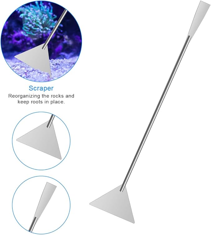 Luxiv Aquarium Aquascape Tools Kit, 6 in 1 A Aquatic Plant Aquascaping Tool Stainless Steel Tweezers Scissors Spatula for Aquarium Tank Clean Aquascape Tools with Fishing Net, 80P PH Paper