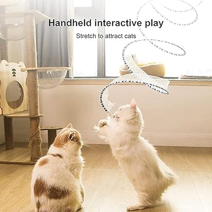 Folded Cat Tunnel Toy for Indoor Cats, 2 PCS Collapsible Pet Spring Cat Toys with Feather Mouse Upgrade Interactive Toy Playing Tent for Puppy Kitten Accessories Home