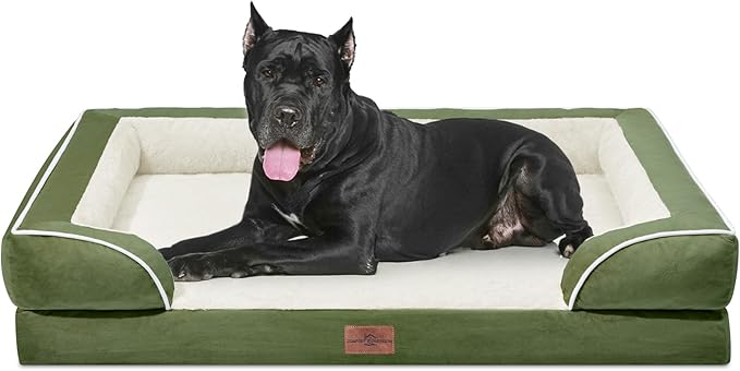 Comfort Expression XXL Orthopedic Dog Bed for Extra Large Dogs, Orthopedic Foam Dog Beds Washable, Waterproof Pet Sofa Couch with Removable Cover & Non-Slip Bottom(XX-Large,Light Green)