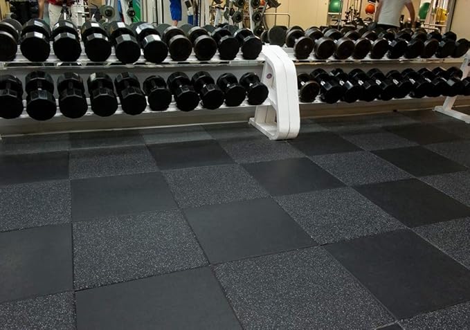 American Floor Mats - Extreme Rubber Gym Tiles 1 Inch Thick Colorful Superior Shock and Sound Absorbing 95% Light Greys 2' x Single Tile (Covers 4 Sq Ft)