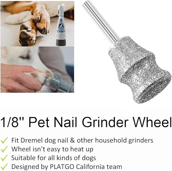 Diamond Dog Nail Grinder for Dremel, Diamond Sanding Drums, Diamond Rotory Bit for Dogs&Pets Nail Care, 1/8'' Nail Dremel Tool for Dogs, for Animals Nail Care & Home Grinder Tools