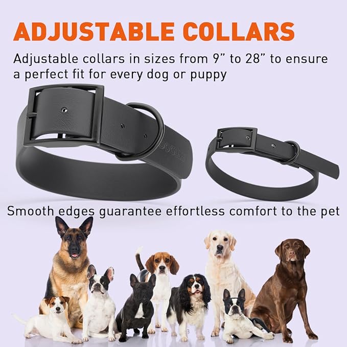 Dogline Biothane Waterproof Dog Collar Strong Coated Nylon Webbing with Black Hardware Odor- Proof for Easy Care Easy to Clean High Performance Fits Small Medium or Large Dogs, Cherry Red