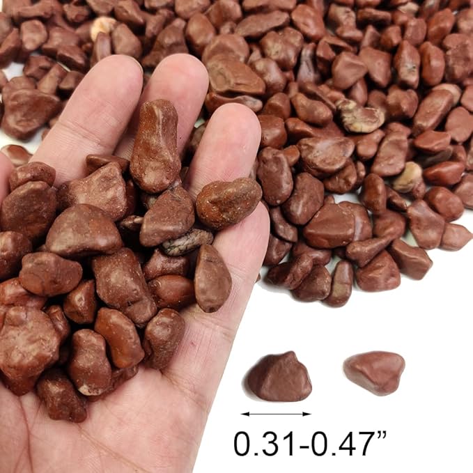 HappyFiller Small Red River Rocks Decorative Pebbles Natural Aquarium Gravel Stones for Fish Turtle Tank,Soil Cover,Indoor Outdoor Garden Succulent Potted Plants Top Dressing,Zen Garden,18 LB