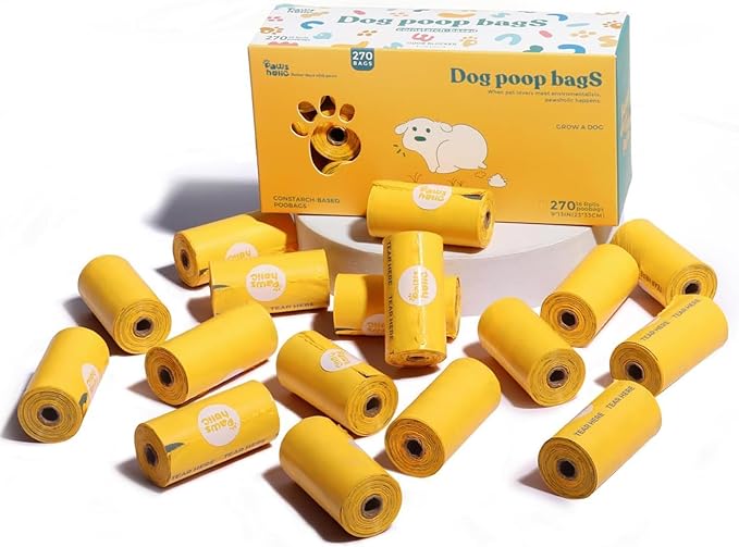 Dog Poop Bags Rolls Biodegradable 100% Leak Proof Dog Waste Bags -270 Count 18 Rolls - Cornstarch Based Doggie Poop Bag for puppy and Big Dogs(Lavender)