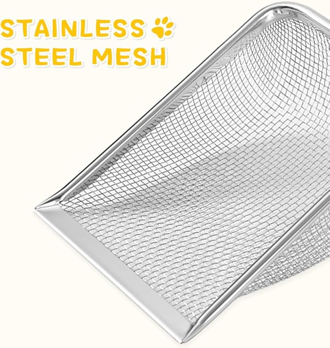 Cat Litter Scoop,Sturdy Litter Cleaner Corner Shovel,Stainless Steel Mesh Litter Shovel,Easy to Clean Reptile Terrarium Sand Waste,Beach Shovel(Red)