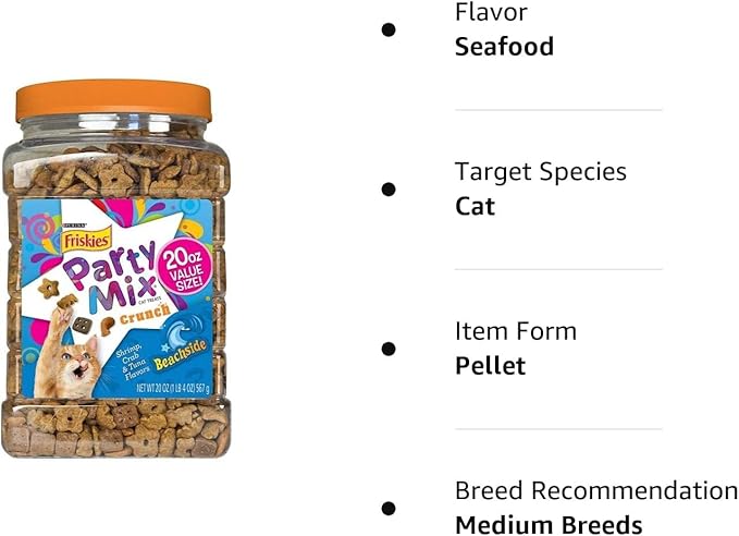 Purina Party Mix Crunch Beachside Cat Treats (1.25 Pound (Pack of 1), Beachside Crunch)