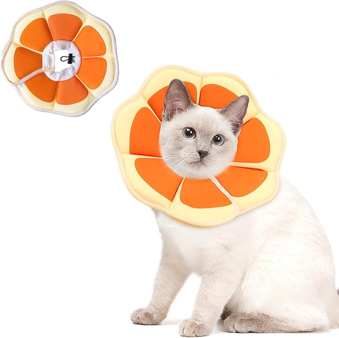 Cat Cone Collar Soft, Adjustable Cat Recovery Collar to Stop Licking After Surgery Protective E Collar for Cats Small Dogs, Orange S