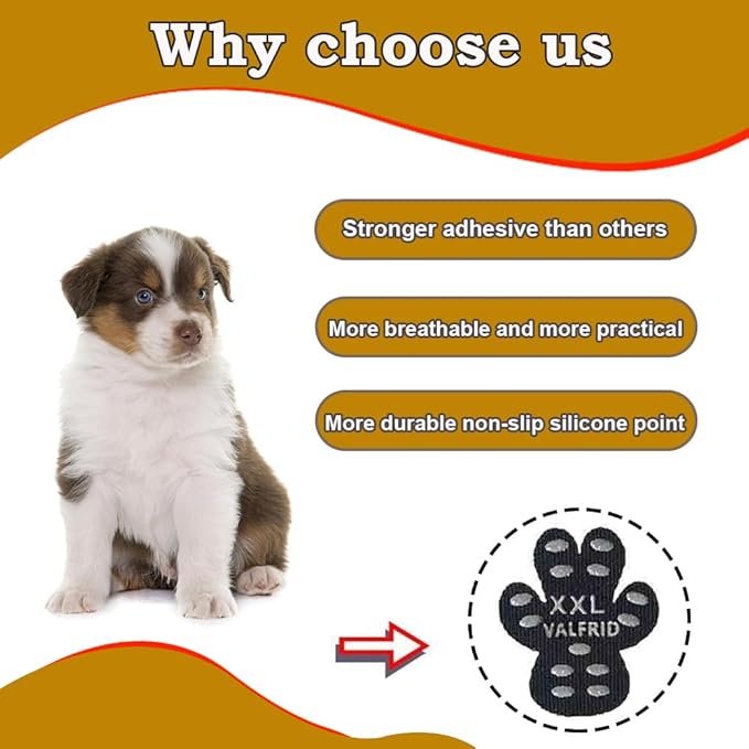 Dog Paw Protector Anti-Slip Grips to Keeps Dogs from Slipping On Hardwood Floors,Disposable Self Adhesive Resistant Dog Shoes Booties Socks Replacemen S 24 Pieces