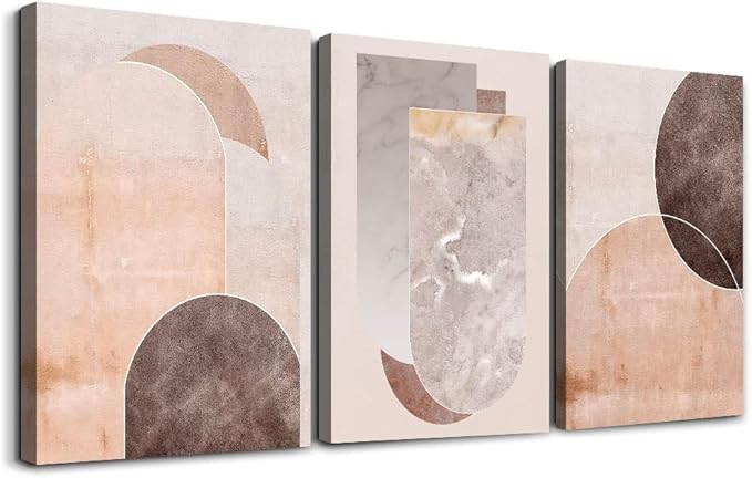 AHUASJART Boho Wall Decor Living Room Canvas Wall Art For Office Large Size Wall Decorations For Bedroom Modern Abstract Geometry Paintings Canvas Pictures Artwork Inspirational Home Decor 3 Piece
