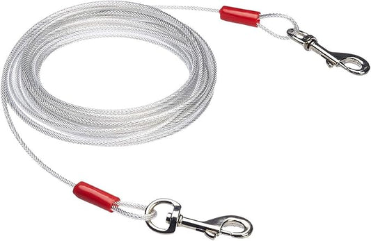 Amazon Basics Tie-Out Cable for Dogs up to 90 lbs, 25 feet, Set of 2, White