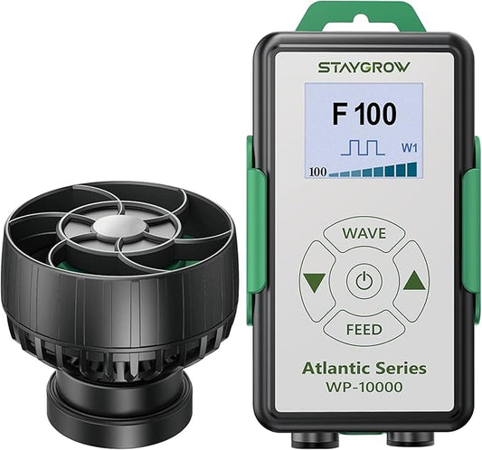 Atlantic Series WP-10000 Wave Maker for Aquarium, DC 24V 20W 2642 GPH (10000 L/H) Powerhead, Powerful yet Silent Sine Wave Controllable Wave Pump for Fresh/Saltwater/Marine/Reef Tank Black