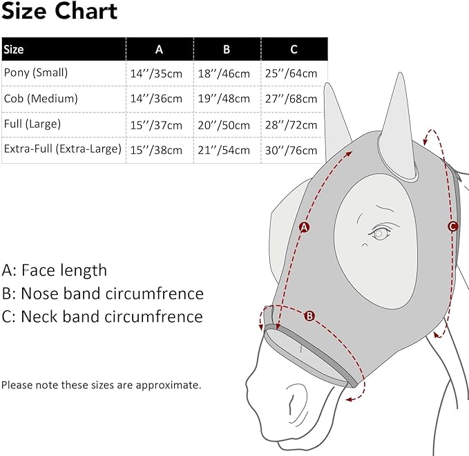 Harrison Howard Super Comfort Stretchy Fitting Horse Fly Mask with UV Protection Soft on Skin with Breathability Doodle Aztec Pony