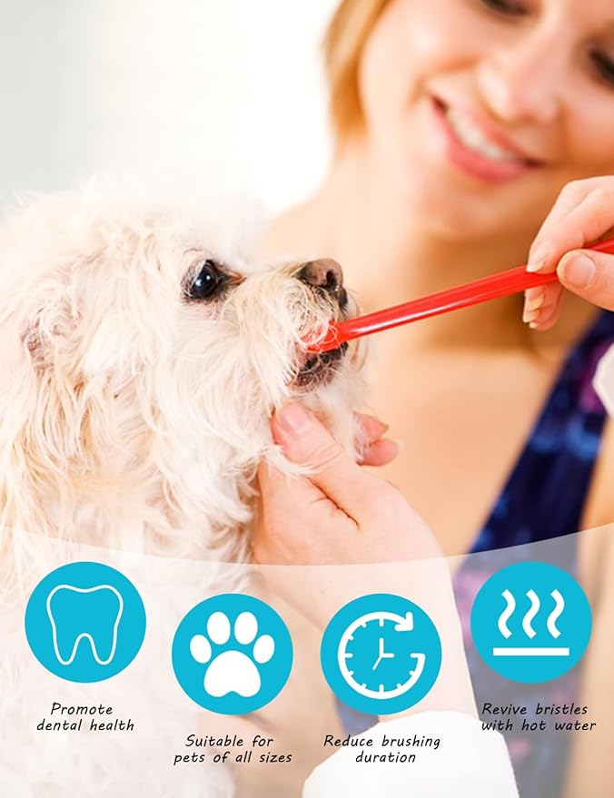 200 Pcs Dog Toothbrush, Pet Double Sided Brushing Kit Long Handle Soft Bristles Dogs Tooth Brush for Small to Large Dog, Cat, Puppy & Kitten, 10 Colors