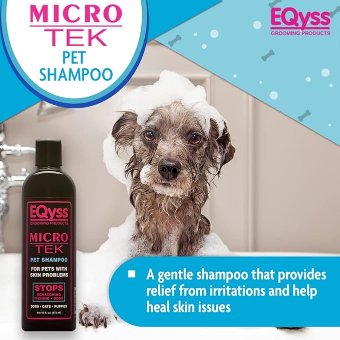 EQyss Micro-Tek Pet Shampoo (16 Ounce) - Stops Scratching, Itching, Biting, or Licking Hot Spots