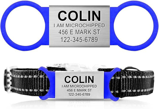 Custom Personalized Dog & Cat ID Tags - Engraved Dog Name, Silent Slide On - Small, Medium, Large Sizes