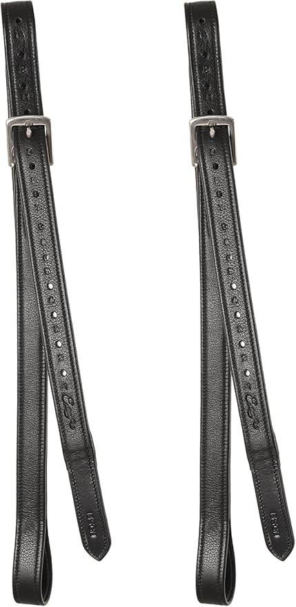 Exion FlexiStrong Stirrup Leathers for English Saddle | Ultra-Soft Cow Calfskin with Nylon Core | 1” Wide Stirrup Leathers for Daily Use | Sizes 48" to 62" | Black, Brown