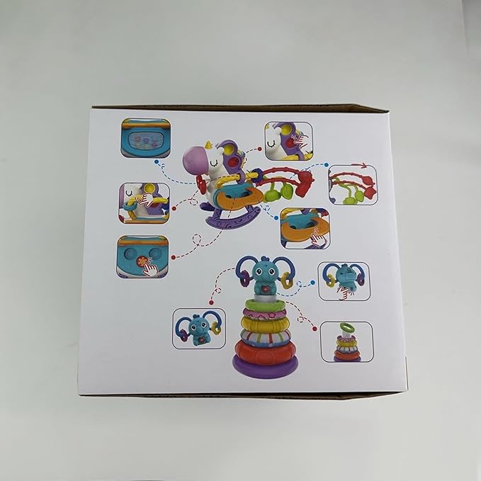 4 in 1 Baby Toys for 6 12 18 Month, Learning Toys for Babies 6-12 Months, Busy Cube, Stacking Sorter, Piano Xylophone Pull String Travel Toy, Birthday Gifts for Toddlers 1 2 Years Old