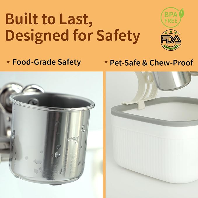 Bird Desktop Training Stand with Detachable Stainless Steel Double Bowls Feeder-Portable Bird Perches Stand with Detachable Base for Parakeets, Lovebirds&Medium-Sized Birds, Parakeet Cage Accessories