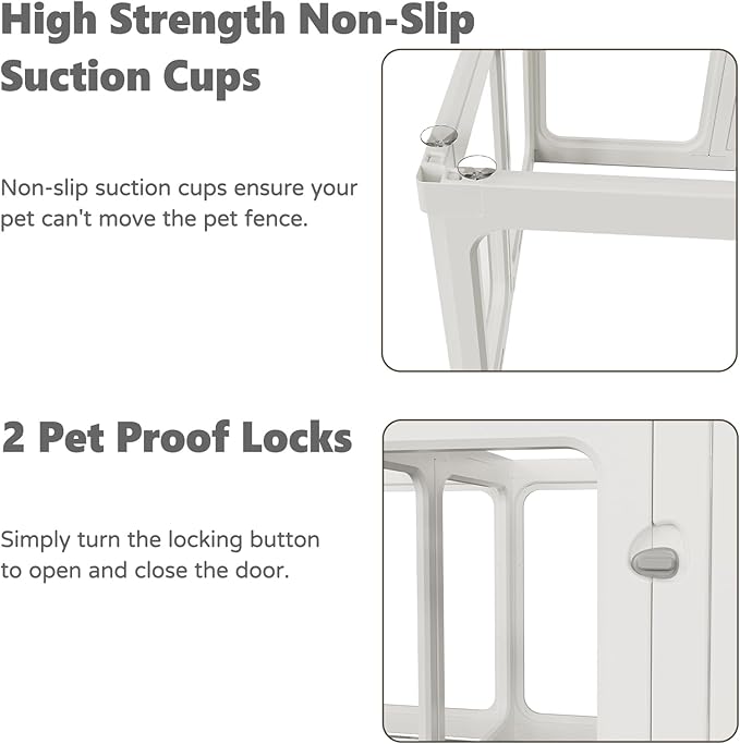 Clear Acrylic Dog Playpen with Door, for Puppy Cat Rabbit Transparent Pet Pen, Dog Playpen Indoor, Dog Fence, Easy Assemble & Cleaning Dog Pen for Small & Medium Dogs (23.6“ Height, 8PCS)