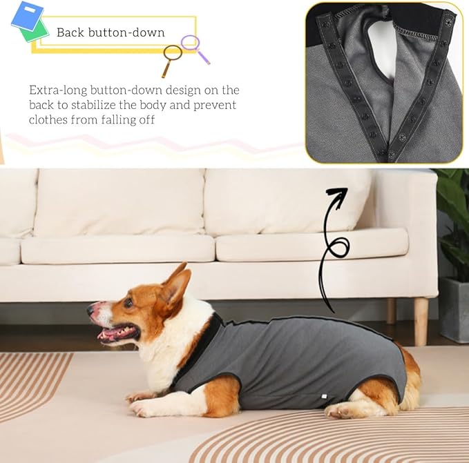 Dog Surgery Recovery Suit,Abdominal Surgical Suit for Dogs,Recovery Suit for Dogs,Prevent Licking Surgical Wound Dog Cone Alternative Grey M