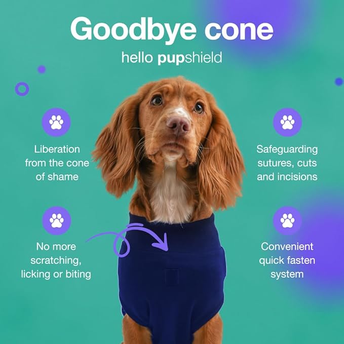 PupShield - Dog Surgery Recovery Suit Male and Female Easy to Use Anti Licking Design Breathable Comfortable - Spay & Neuter Recovery Suit, Surgical Onesie - Dog Cone Alternative