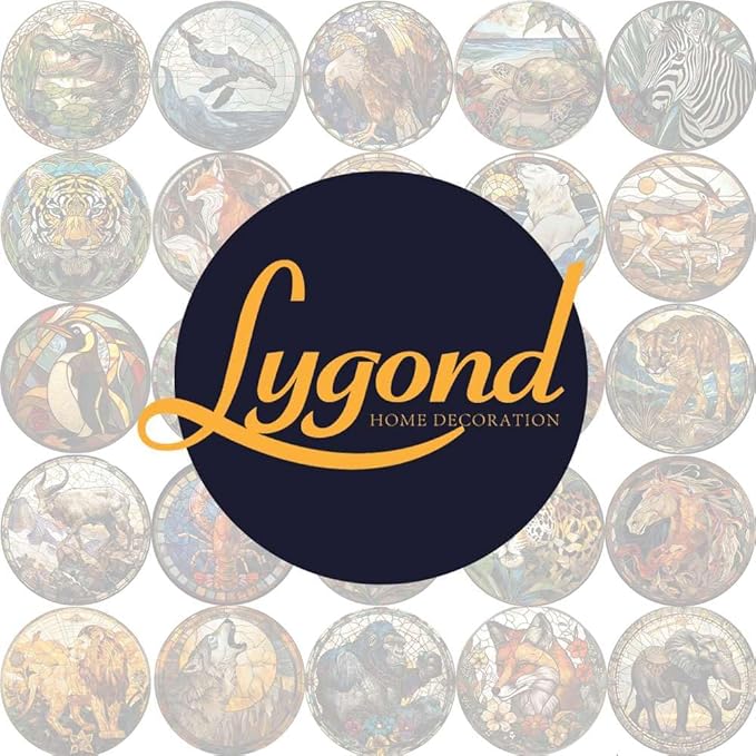 Lygond Metal Sign Tin Sign Circular Stained Glass Dolphin Wall Art for Restaurant 8×8 Inches