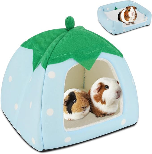 BWOGUE Guinea Pig House Bed Cozy Hamster Cave Large Hideout for Dwarf Rabbits Hedgehog Bearded Dragon Winter Nest Hamster Cage Accessories